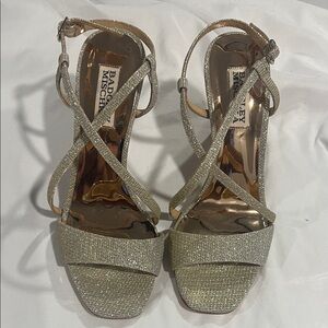 Badgley Mischka Glittering Gold Strappy Heels
